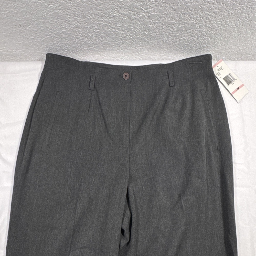 Jones New York Women's Petite Dress Pants Gray Stretch Twill Flat Front 10P